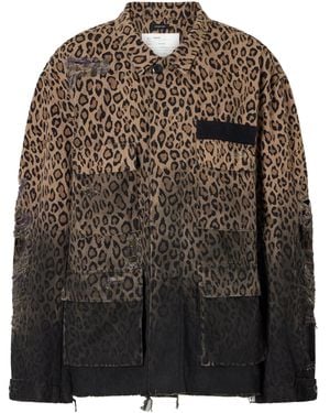 R13 Shredded Leopard-Print Jacket - Brown