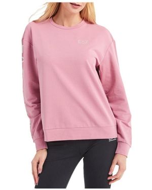 EA7 Round-Collar Long-Sleeve Hoodie - Pink