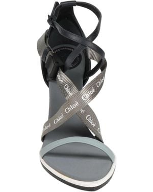 Chloé Round-Toe High-Heel Sandals - White