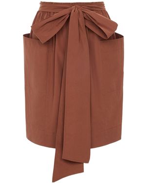 Chloé Bow-Detail Patch-Pocket Pencil Skirt - Brown