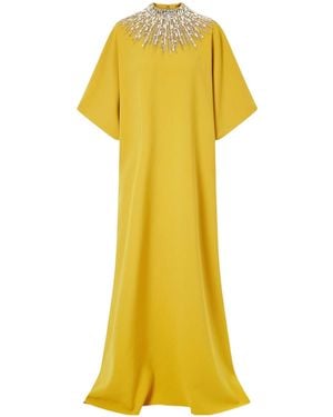 Jenny Packham Dessert Blossom Crystal-Embellished Crepe Gown - Yellow