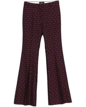 Etro Floral-Print Jacquard-Woven Pants - Red