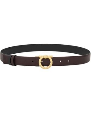 Ferragamo Gancini-Buckle Leather Belt - White