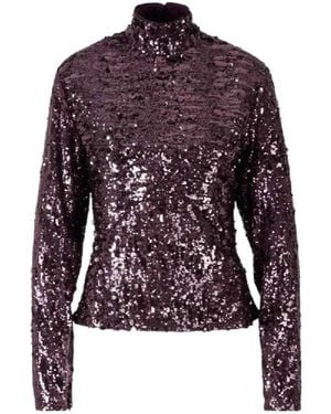 Rabanne Sequin-Detail Long-Sleeve Top - Purple