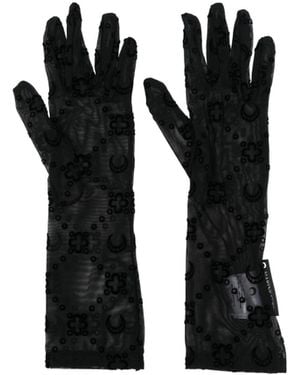 Marine Serre Flocked-Monogram Gloves - Black