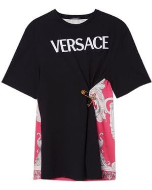Versace Safety-Pin Baroque Printed Crewneck T-Shirt - Black