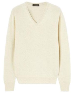 Loro Piana V-Neck Cashmere Long-Sleeved Jumper - Natural