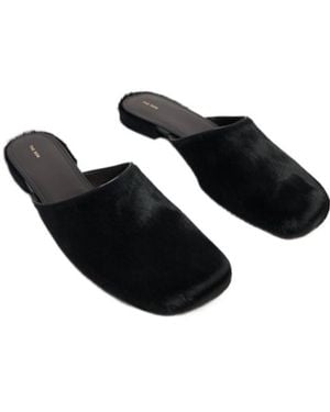 The Row Penelope Pony Skin Flat Mules - Black