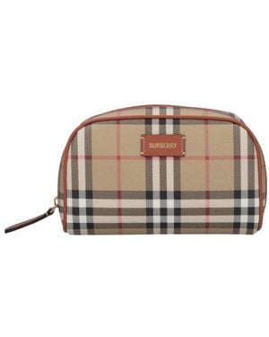 Burberry Small Check Travel Pouch - Brown