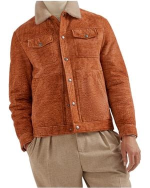 Brunello Cucinelli Shearling-Collar Jacket - Brown