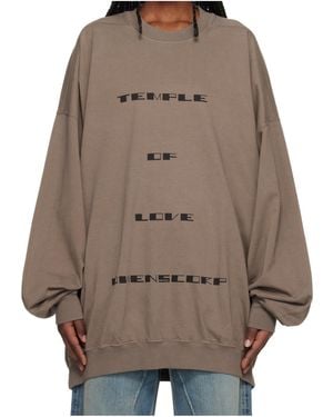 Rick Owens Temple Hun Crew Neck Sweatshirt - Brown