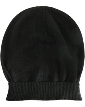 Rick Owens Ribbed-Trim Beanie Hat - Black