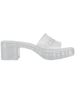 Gucci Embossed Logo Slide Sandals - White
