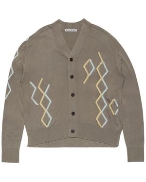 Acne Studios Argyle Knit Cardigan - Grey