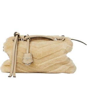 Fendi Sculpted Shearling Bag With 192 Hand-Sewn Topstitches - Natural