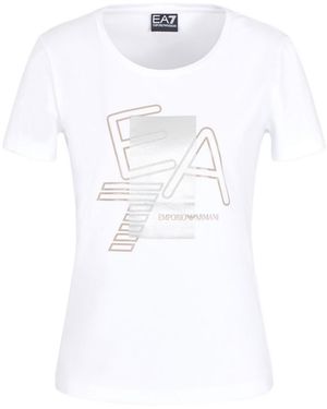 EA7 Logo Series Stretch-Cotton Crew-Neck T-Shirt - White