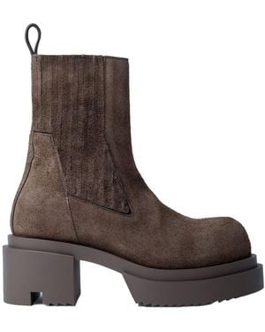 Rick Owens Round Toe Elasticated Boots - Brown