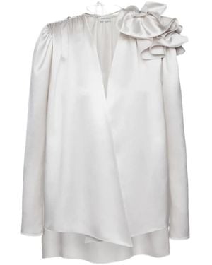 Magda Butrym Ruffled-Shoulder Blouse - White