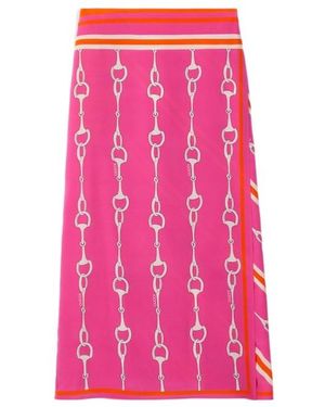 Gucci Horesebit-Print Silk Wrap Skirt - Pink