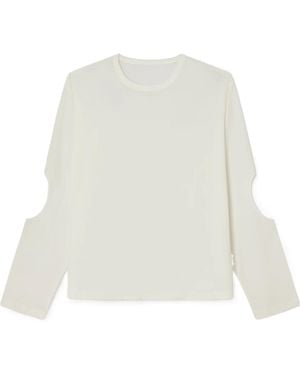 GIMAGUAS Julian Cut Out-Elbows Long-Sleeved Cotton T-Shirt - White