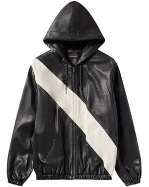 Wales Bonner Leather Hooded Jacket - Black