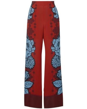 Borgo De Nor Floral Printed Satin Trousers - Red