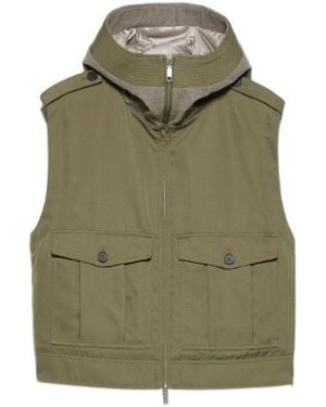 MAX&Co. Hooded Gabardine Gilet - Green