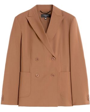Weekend by Maxmara Double-Brebreasted Wool Suit Jacket - Brown