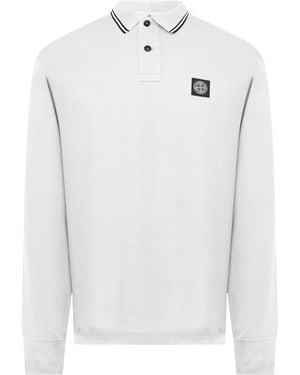 Stone Island Logo Patch Polo Shirt - White