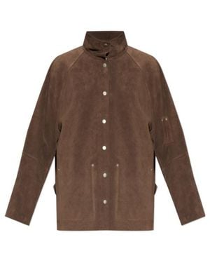 Studio Nicholson Long-Sleeved Leather Jacket - Brown