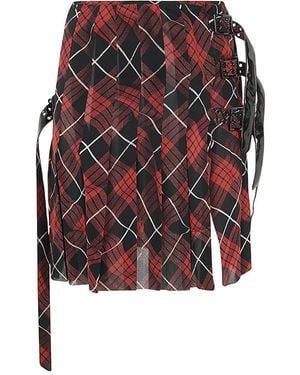 Jean Paul Gaultier Plaid-Check Mini Skirt - Red