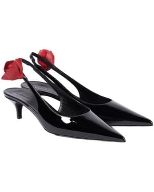 Magda Butrym Floral-Appliqué Leather Slingback Court Shoes - Blue