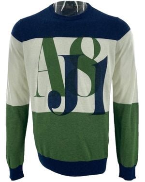 Armani Jeans Round-Collar And Long-Sleeved Jumper - Green