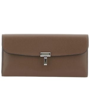 TOTEME T-Lock Leather Wallet - Brown