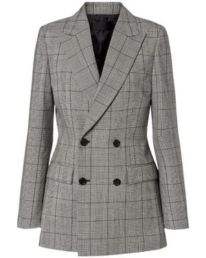 Nili Lotan Weston Plaid Virgin Wool Blazer - Grey