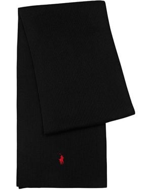 Polo Ralph Lauren Ribbed Wool Scarf - Black