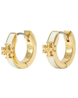Tory Burch Kira Enamel Hoop Earrings - Metallic