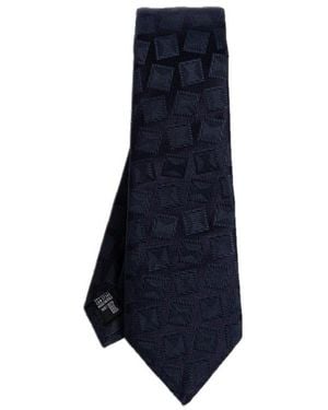 Giorgio Armani Geometric Square Pattern Tie - Blue
