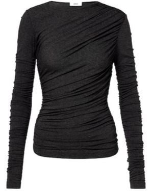 Agolde Tania Ruched Jersey Top - Black