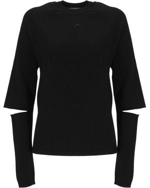 Marine Serre Round-Neck Knit Jumper - Black