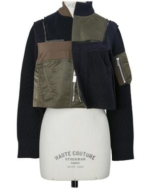 Sacai Panelled Cropped Jacket - Black