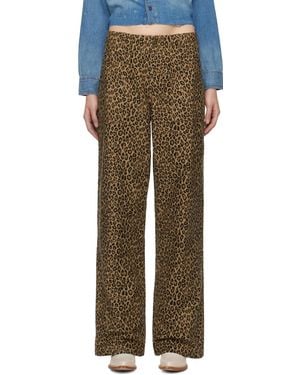 R13 Wide-Leg Leopard-Print Pants - Green