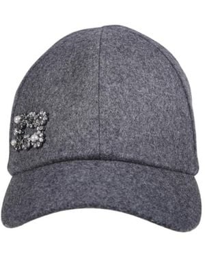 Roger Vivier Floral Embellished Baseball Cap - Grey