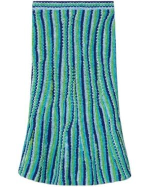 Tory Burch Striped-Pattern Midi Skirt - Blue