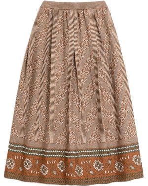 Valentino All-Over Patterned Knitted Skirt - Brown