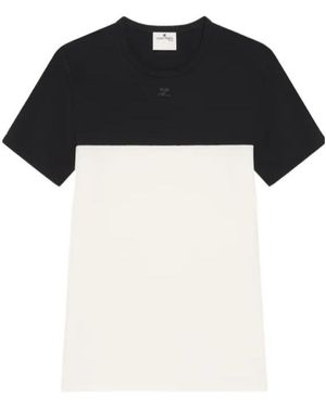 Courreges Bicolor Logo-Patch T-Shirt - Black