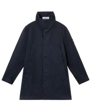 Stone Island Compass-Badge Button-Up Coat - Blue