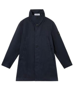 Stone Island Compass-Badge Button-Up Coat - Blue