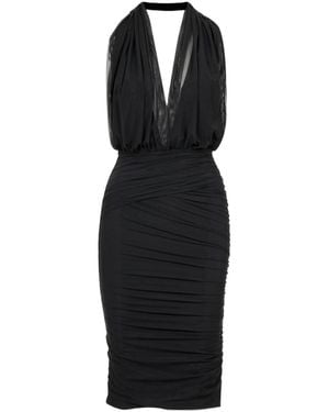 Amazuìn Transparent Pleated Midi Dress - Black