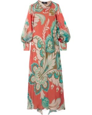 Etro Silk-Chiffon Maxi Dress - Red